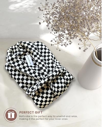 Terrycloth Bathrobe for Women - Terry Robes for Women and Men - Women’s Day - 100% Cotton Checkered Bathrobe4