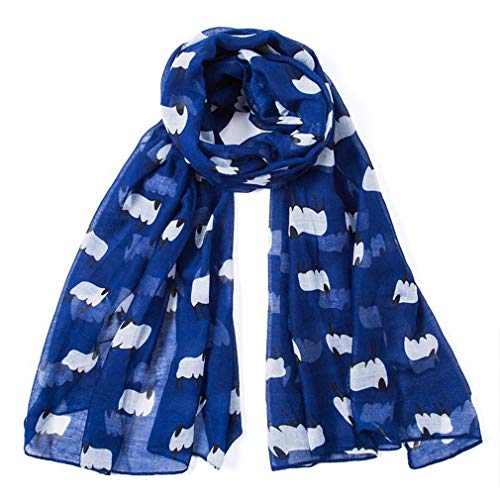 Women'S Chiffon Shawl Cute Print Sheep Pattern Comfortable Long Scarves Soft Voile Silk Wrap Scarf (Light Pink)