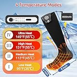 Heated Socks for Men Women 8000mAh Rechargeable Winter Foot Warmer Electric Heating Socks APP Control 4 Temperature Thermal Socks Washable Heated Ski Socks for Camping, Hiking, Cycling (UK5-13in) - Image 2
