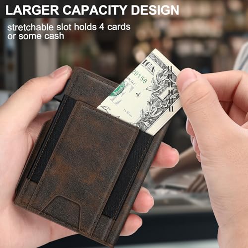 Image of Wallet for Men Wallet with Slim Pop Up Card Holder 9-13 Cards, Bifold Minimalist Smart Wallet RFID Blocking Credit Card Holder with ID Window & Stretchable Cash Slot Compact Metal Aluminum Card Case