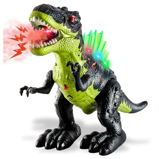 TOEY PLAY Dinosaurios Juguetes con Niebla de Agua, Luz y Sonido, Caminar Figuras de Dinosaurios Tiranosaurio Rex, Eléctrico Dinosaurio Juguete para Niños Niñas 3 4 5 Años