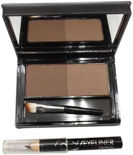 بودرة حواجب مع فرشاة وقلم من ام ان بلون بني غامق وبني فاتح