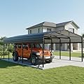 12X25 FT Metal Carport, Heavy Duty Cart Ports with Reinforced Galvanized Carports, Outdoor Weather Resistant Carport Canopy, Upgrade Car Port for Boats, Cars, Trucks, and Tractors