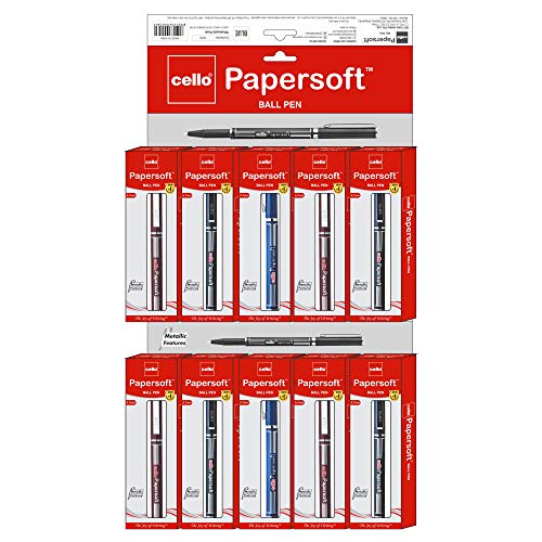 Image of Cello Gripper Ball Pen | Jar of 25 Papersoft Ball Pen (Pack of 10 pens - Blue)