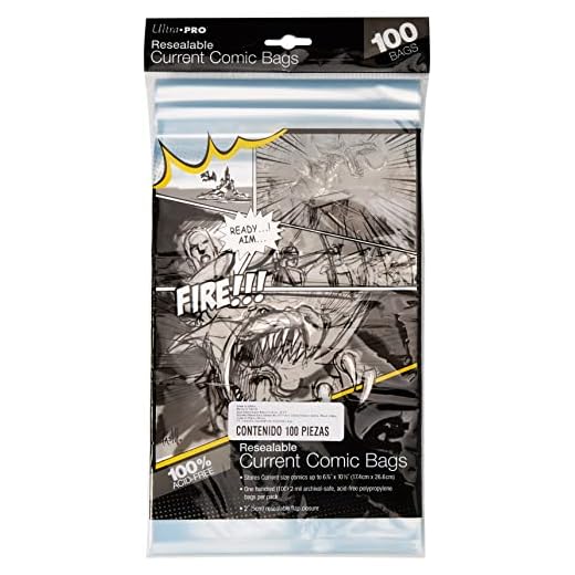 Ultra Pro Resealable Current Size Comic Bags 2-Mil Polypropylene 6-7/8 X 10½ Inches (100-Count)