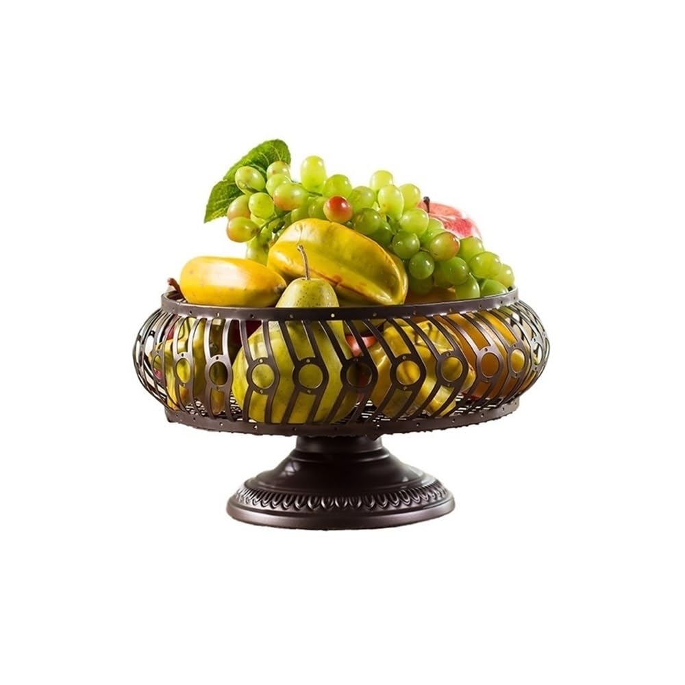 Fzl02068lm Bronze Fruit Bowl Fruit Basket, Tall Plate Keeps Vegetables Fresh Snacks Candy Storage Versatile(Bronze)