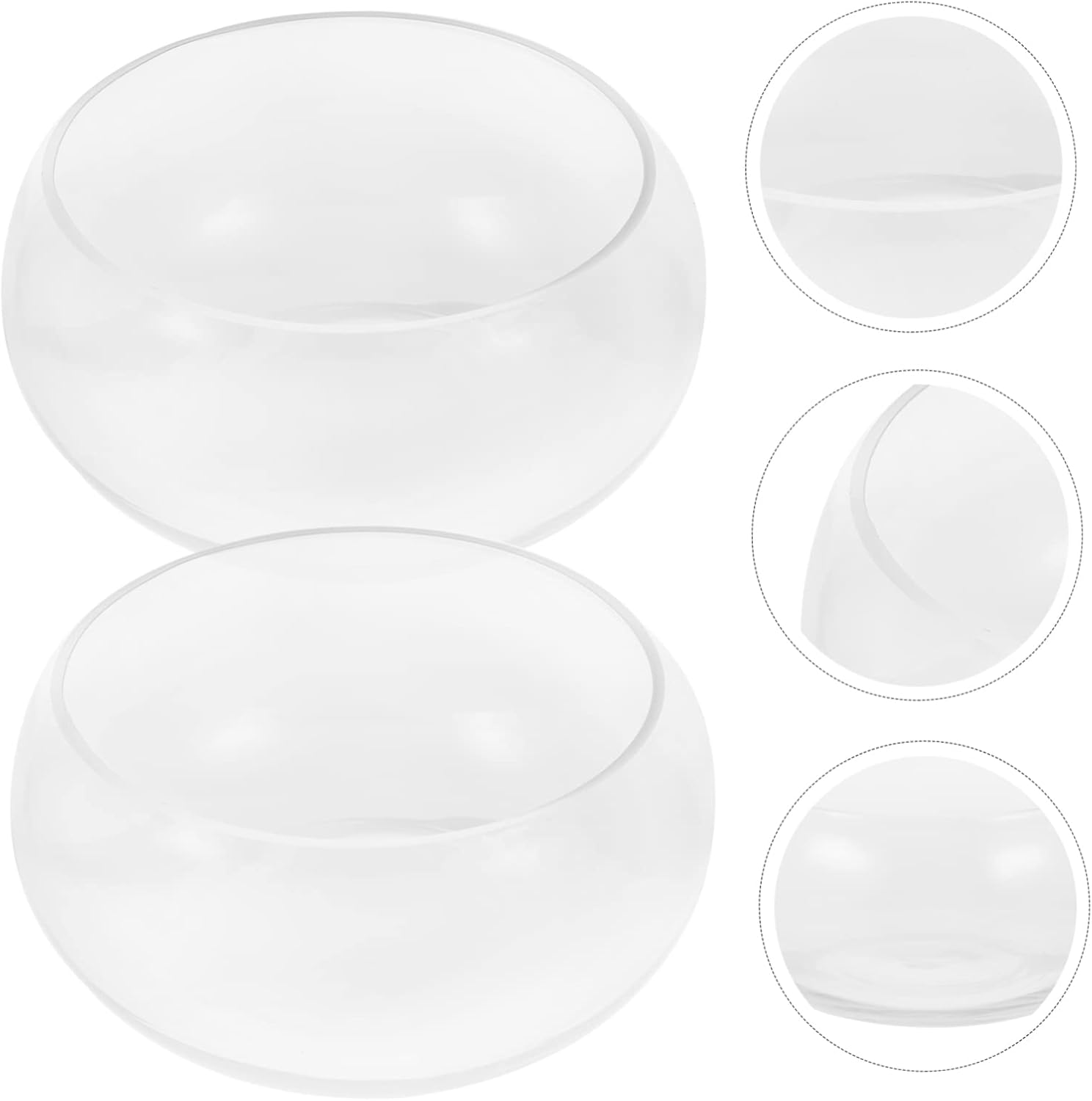 2pcs Transparent Hydroponic Container Smooth Glass Round Planter for Desktop Fish Turtle and Plant Display Compact Decorative Terrarium for Home and Office