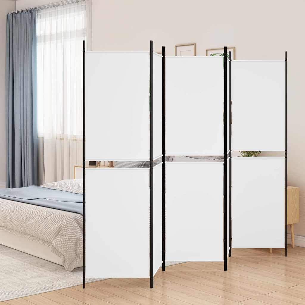 Cloison de séparation 5 Panneaux Blanc en Tissu 250x200 cm Pliable pour délimitation Espace et intimité modulable Salon Chambre Bureau décoration