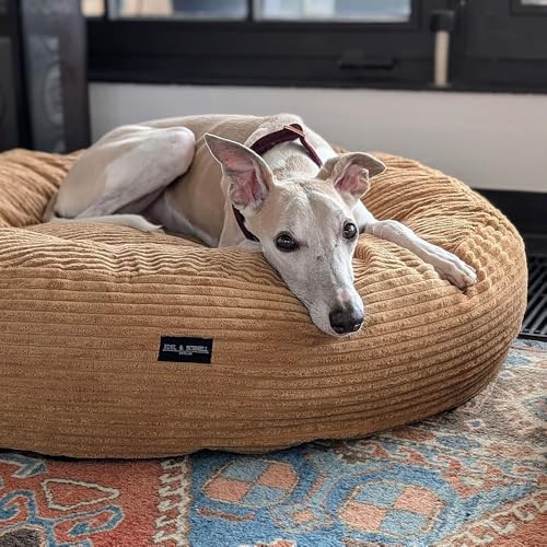 EDEL&SCHNELL Hundebett Wechselbezug in der Farbe Sand, Ersatzbezug für runde Hundebetten 125 cm, Bezug aus weichem Baumwoll-Cord-Stoff