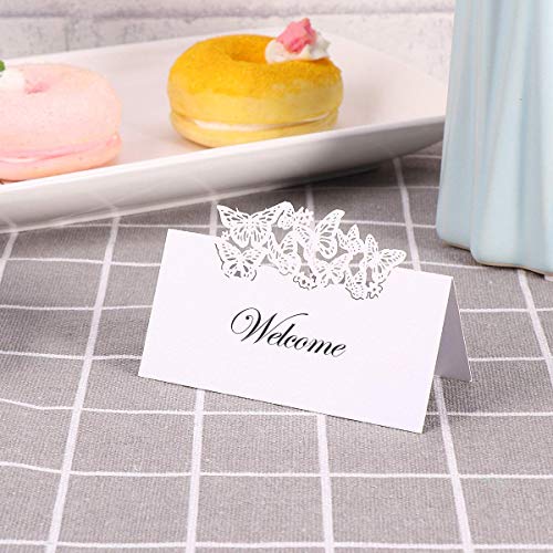 Tischkarten 100 stück Perlweiss Schmetterling Platzkarten für Hochzeiten Trauerfeiern Meetings Präsentationen 12 * 9cm