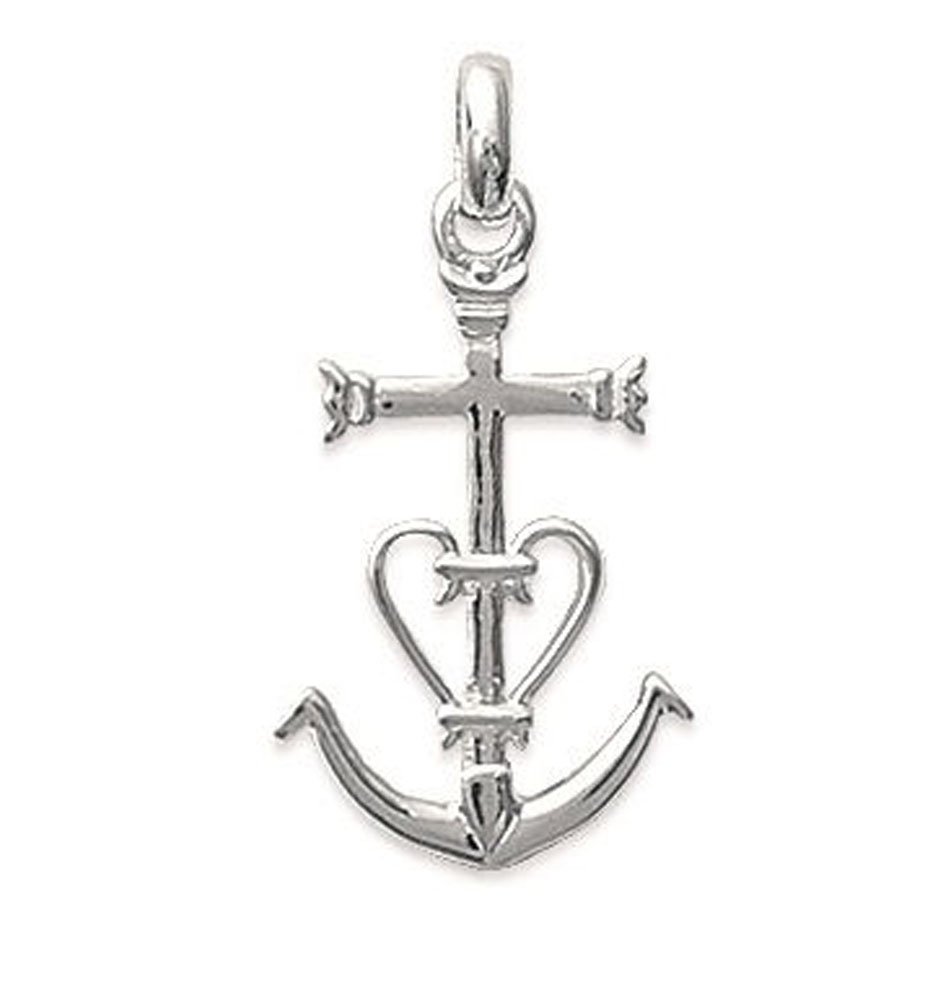 Pendentif en Argent 925/000 - Croix de Camargues - Bijoux Femme Homme Mixte