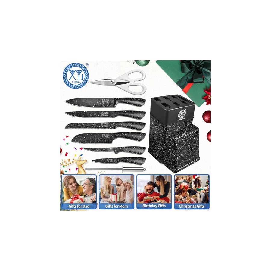 XYJ-Knife-Block-Set-Stainless-Steel-Black-Knives-Set-With-Knife-Holder-Stand-Professional-Chef-Knife-Kit-for-Home-Kitchen-Meat-Cleaver-Vegetable-Slicing-Cooking-Knife-Set XYJ Knife Block Set, Stainless Steel Black Knives Set With Knife Holder Stand, Professional Chef Knife Kit for Home Kitchen, Meat Cleaver Vegetable Slicing Cooking Knife Set