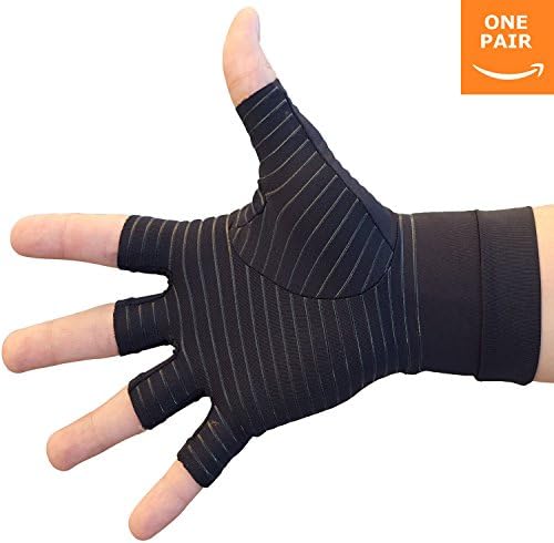 Arthritis Gloves - Compression Gloves Provide Arthritis Pain Relief , Carpal Tunnel , Osteoarthritis and Trigger Finger - Copper Gloves for Joint Pain and Work, Sports, or Arthritis Pain (Pair) Large