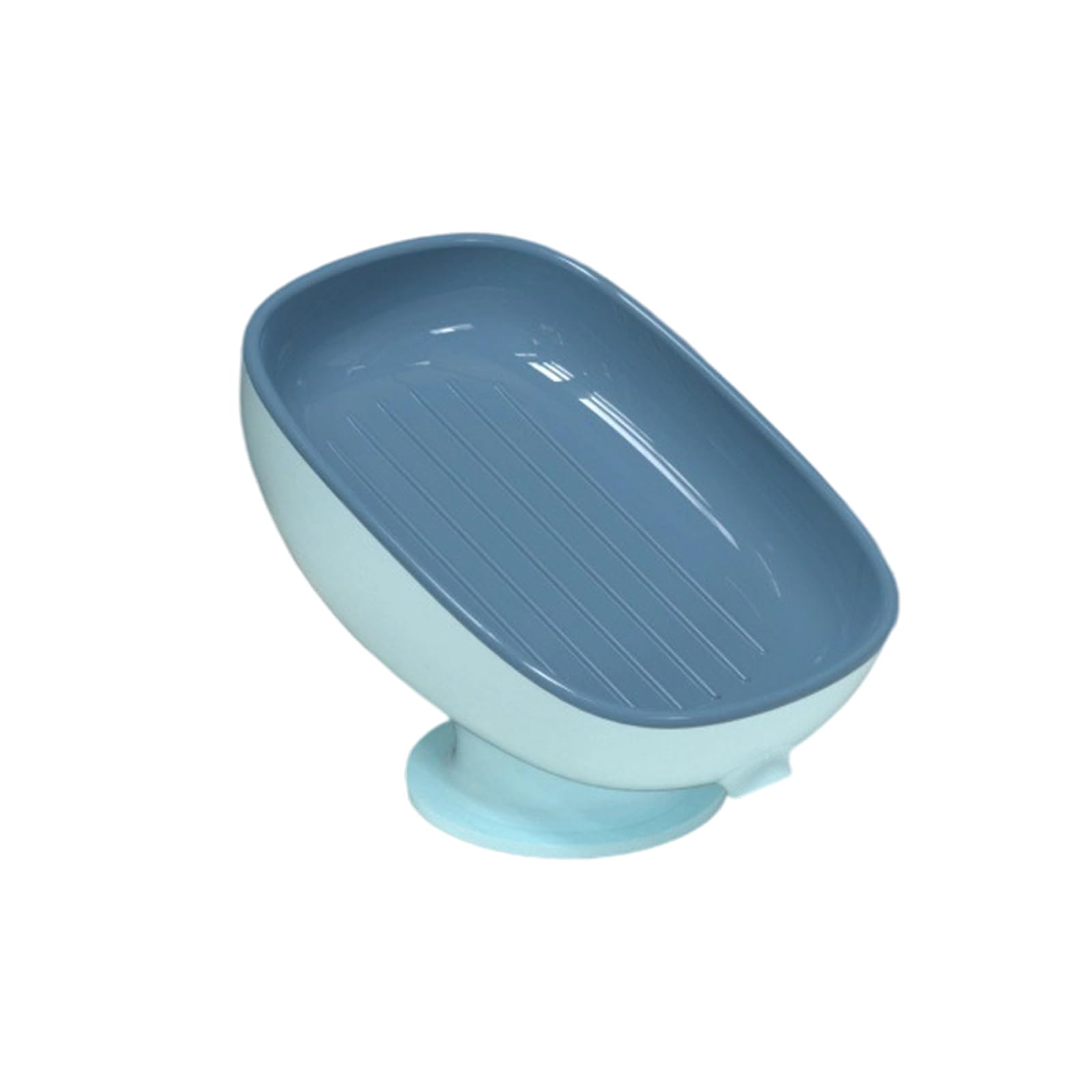 Osniyaw Blue Multipurpose Soap Dish With Drain Holes, Waterproof Bathroom Organiser, Suction Cup Holder, Plastic Shelf For Sink, Counter, Soap Holder With Suction Cup