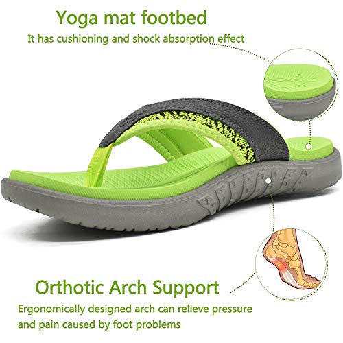 Image of KuaiLu Mens Sport Flip Flops Comfort Orthotic Thong Sandals with Plantar Fasciitis Arch Support Outdoor Summer Beach Size 7~15