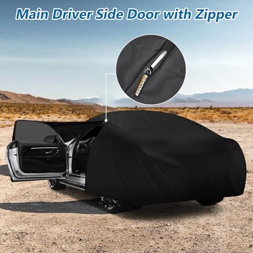 Image of Waterproof Car Cover for BMW 3 Series 2007-2023 210D Oxford & Cotton Lining | for M3 M340i 340i 335i 330i 328i 320i E90 F30 G20, Outdoor All Weather Full Cover with Zipper, Windproof