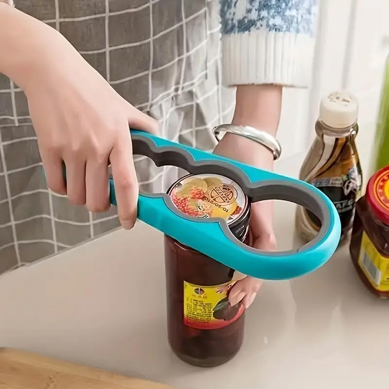 1pc 4-in-1 Multifunctional Can Opener with Ergonomic Easy-Grip, Kitchen Tool for Effortless Opening - Perfect for Beer Bottles and Home Kitchen Use, Blue