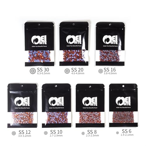 Image of Hotfix Rhinestones Bulk 1500PCS SS12 (3.0-3.2mm), Orange Glass Rhinestones for Clothes, Tumblers, Shoes DIY, Heat Transfer Flatback Gems for Crafts & Decoration