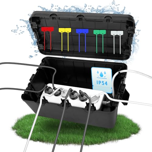 Wasserdichte Kabelbox Außenbereich | 26,1x15x9,4 Cm | PP+TPE Material | Schwarz