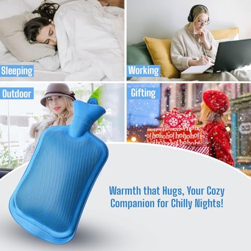 Image of Dr. Tech 2L Rubber Hot Water Bag for Pain Relief Rubber Heating Bag for Period Cramps | Leak-Proof Design with Washer & Fishtail Inlet | Reusable Warm Heat Pack for Back, Neck, Joint Pain & Injuries