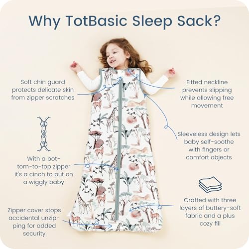 Image of Toddler Sleep Sack 2t-3t-4t, 1.0 TOG Sleep Sack with Sleeveless, Cozy Premium Baby Wearable Blanket with 2-way Safe Zipper All Season Sleeping Bags, 1-pack