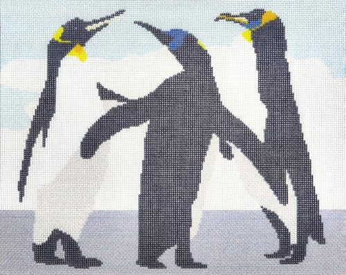 Howie's Needlepoint Needlepoint Canvas, 18CT Embroidery Stamped Patterns for Beginners or Advance, Printed Canvas(Penguins of South Pole,8x10inch)