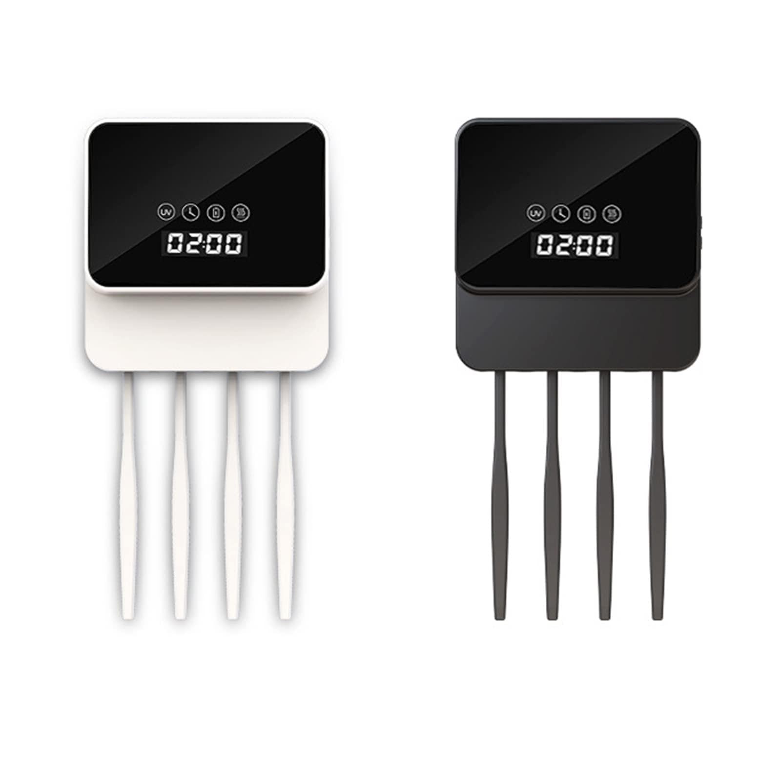 UV-Zahnbürsten-Desinfektionsmittel mit Digitalanzeige, an der Wand montierter Zahnbürstenhalter und -ständer, wiederaufladbar über USB, 4 Steckplätze, für Badezimmer und Waschraum (Weiß)