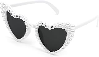 AMCAMI Bride to Be Pearl Sunglasses White Heart Shape Glasses Bride Accessories Bachelorette Party Favors