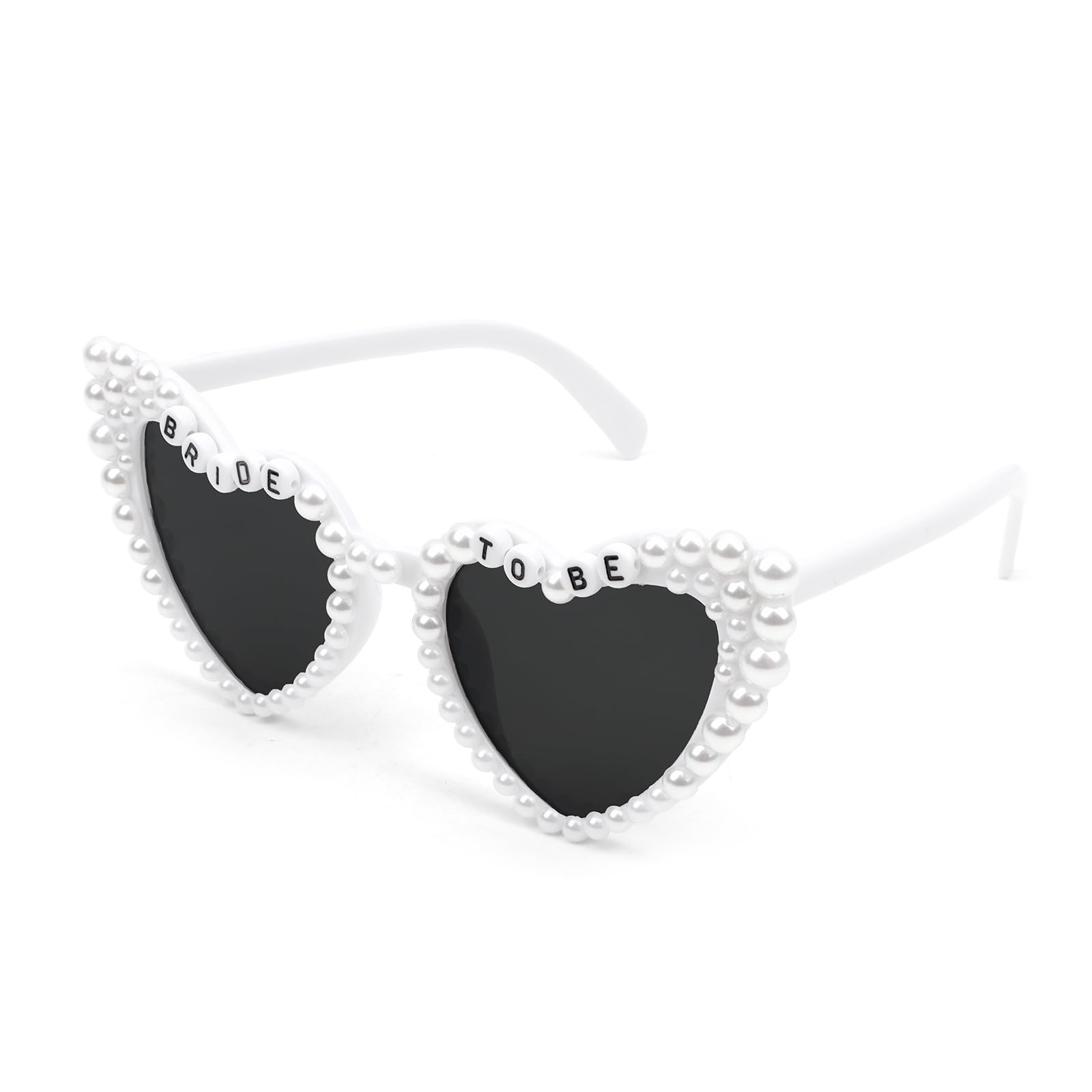 AMCAMI Bride to Be Pearl Sunglasses White Heart Shape Glasses Bride Accessories Bachelorette Party Favors
