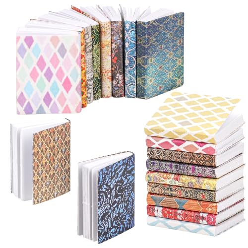 20pcs 1:12 Scale Miniatures Dollhouse Books, Dollhouse Mini Books Assorted Dollhouse Accessories Pretend Play Toy Supplies for Boys and Girls, Bedroom, Study Room Decoration (Grid Prints)