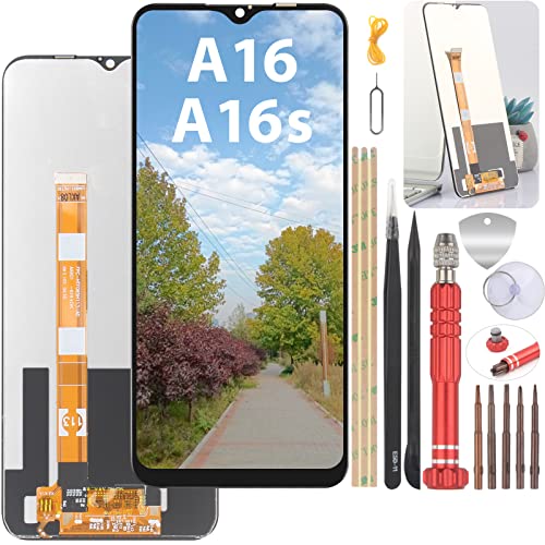 YHX-OU 6.52' Écran Tactile pour Oppo A16 Oppo A16s CPH2269 CPH2271 Écran LCD Complet Ensemble de numériseur Tactile Remplacement d'écran avec Outil d'installation(Noir)