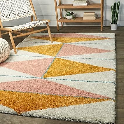 Shaggy Carpet Plain Fur Rugs for Bedroom Living Room Feet Microfiber 2 Inch Pile Height Modern Interior Mats (Multi T, 4 x 4 Feet)