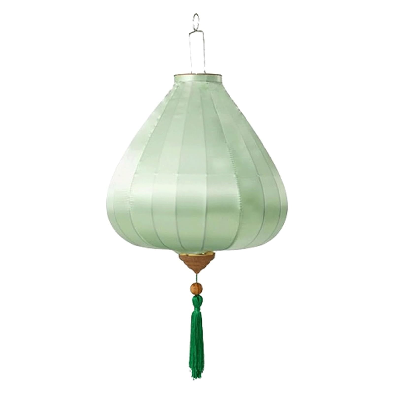 Dekoracje Wiszące czerwone chińskie lampiony, Owalne latarnie jedwabne z frędzlami, wielokolorowe, 12–16 cali(Light Green,12 Inch)
