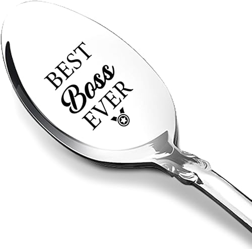 Best Boss Ever - Regalos para mujeres, regalos de agradecimiento para jefe, regalo de jubilación para jefe, cuchara de acero inoxidable grabada,