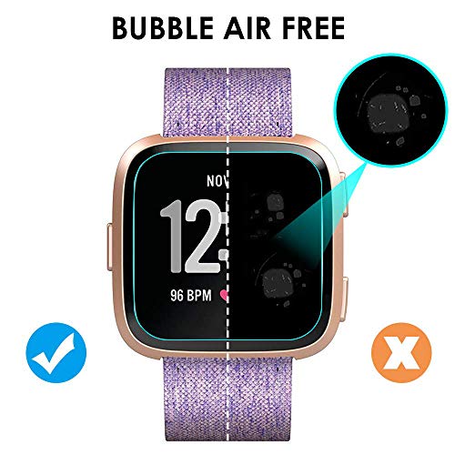 Nanw [4-Pack Screen Protector Compatible With Fitbit Versa/Versa Lite Edition Smartwatch (Not For Versa 2), Tempered Glass Waterproof Screen Glass Cover Protector #TOP2