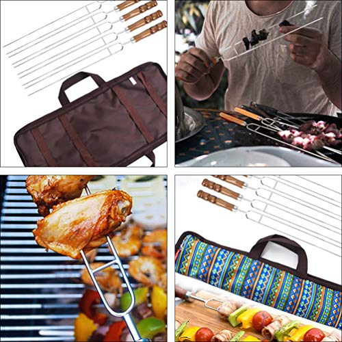 Angoily 5Pcs Espetos de Churrasco Duplo Prong Grelhar Espetos Espetos De CHURRASCO de Aço Inoxidável