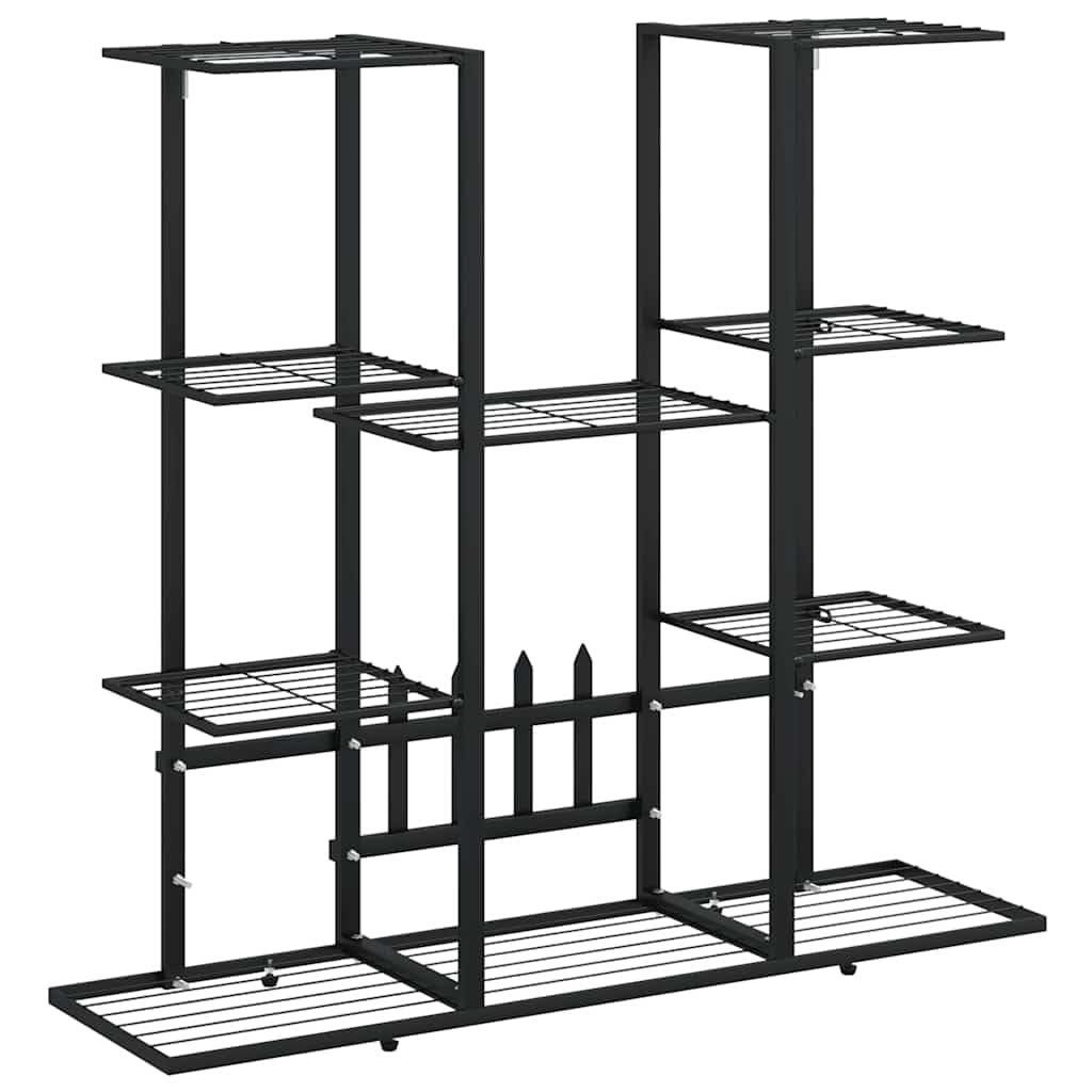 Blumenständer Metall 94,5x25x89 cm - Pflanzenregal Indoor und Outdoor, Pflanzentreppe Schwarz für Balkon, Wohnzimmer und Garten, Mehrstöckige Blumentreppe Eisen