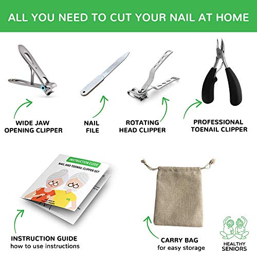 Healthy Seniors Complete Nail And Toenail Clippers For Seniors With Thick Toenails, Big Toe Nail Clippers For Thick Toenails Long Handle, Heavy Duty Toe Nail Clippers For Thick Nails For Seniors #TOP1