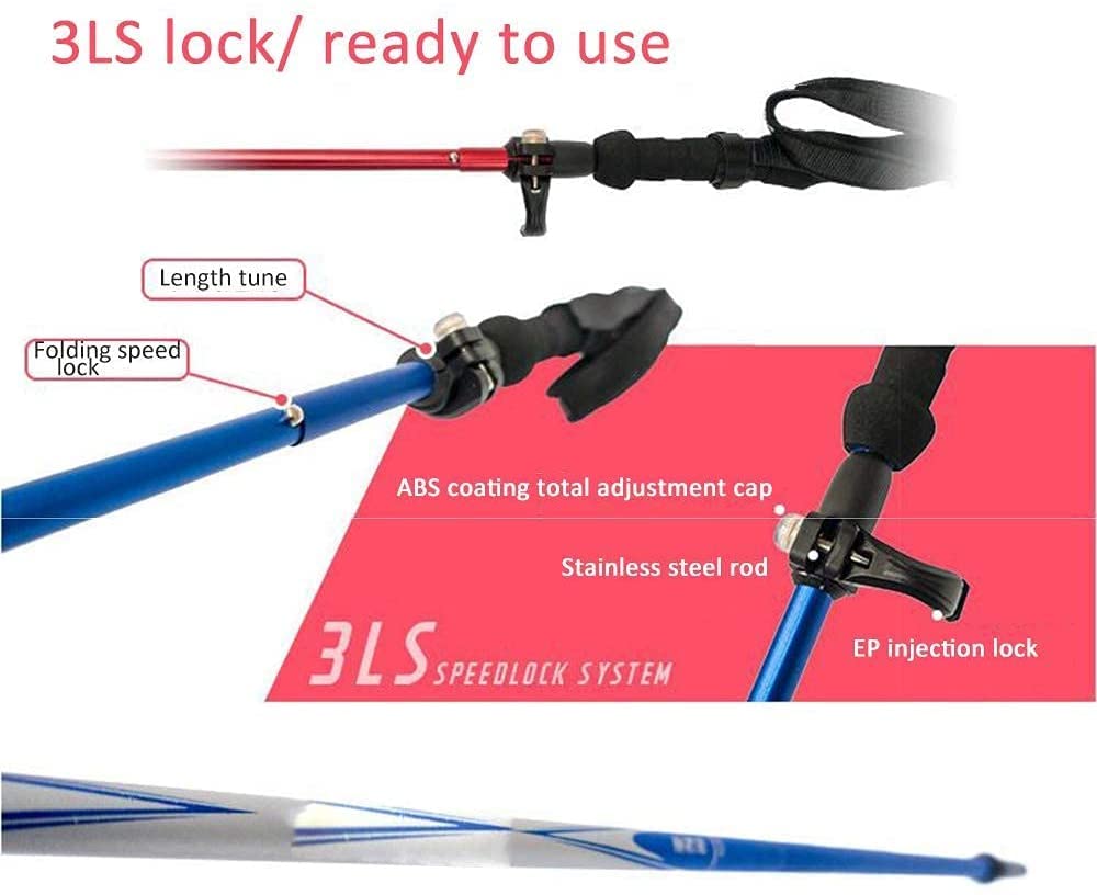 Bastones de Trekking Plegables de Tres Secciones, Ajustables, Ligeros, de Aluminio, Ideales para Viajes nórdicos (90-125 cm) Padres.
