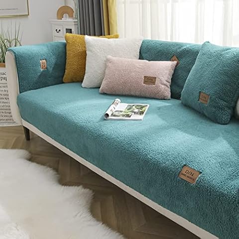 Premium Fleece Sofa Covers Set,Plush Couch Backrest Cover Replacement,1/2/3/4 Seater Sectional Sofa Slipcover Settees Protector Mats,Non-Slip Cover