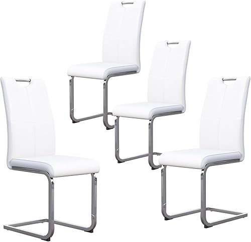 Miniatura 1 de Juego de 4 sillas de comedor, modernas sillas de comedor de piel sintética, sillas de comedor tapizadas para cocina, respaldo alto ergonómico con