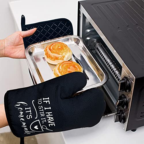 If I Have To Stir It, It's Homemade, Oven Mitts And Pot Holders Sets Of 2, Funny Oven Mitt, Silicone Non-Slip Oven Mitts, Bake Lover Gift, Housewarming Gifts For New Home #TOP2