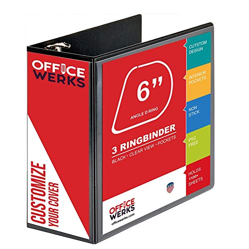 Performore - 2 Pack of 6 Inch 3 Ring Binder with Locking Angle D Rings, Professional Heavy Duty Large Storage Binder with Pockets, Fits 8.5 x 11 Inch Sheets, Non-Stick Clear View Cover, Customizable by Performore - Image 2