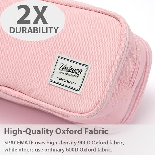 Image of SPACEMATE Pencil Case Pouch Box Bag School Supplies Girls Boys Kids, Cute Preppy Stuff Big Capacity Aesthetic Pen Organizer, Back to College Stationary, Pink, Extra Large Style, 2300ml
