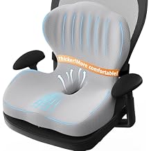 Benazcap Memory Foam Seat Cushion with Lumbar Support Pillow for Office Chair, Car & Gaming Seat, Wheelchair, Ergonomic Design for Sciatica & Tailbone Pressure Relief, Gray
