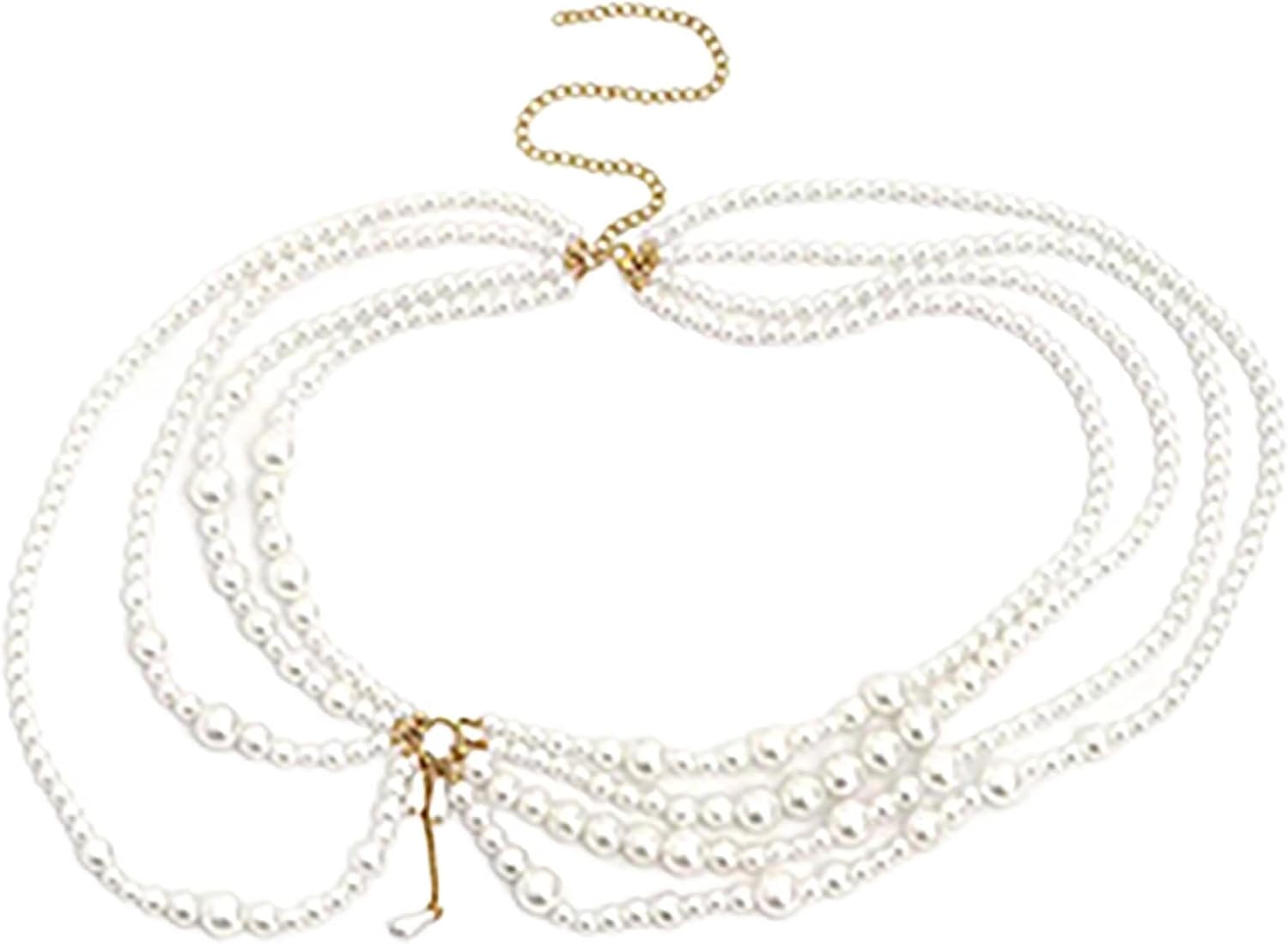Pearl Waist Chain Belt,Multi Layered...