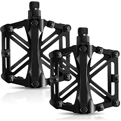 Bicycle Pedals, Mountain Cycling Bike Pedals Aluminum Anti-Slip Durable Sealed Bearing Axle for Mountain Bike BMX MTB Road Bicycle 2 Pcs (Black) Cover