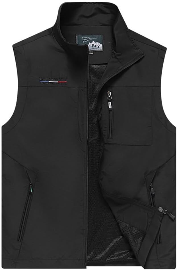 Mens Work Vest Summer Travel Photo Vest Cargo Sleeveless Jackets with Pockets