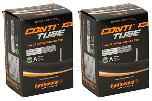 Continental Hermetic Plus Bike Tubes Tour 28-700x32-47c Inner Tubes - 40mm Auto/Schrader Valve (Pack of 2 Tubes)