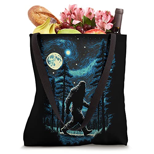 Bolso tote Funny Bigfoot Starry Night Van Gogh Sasquatch miniatura 4
